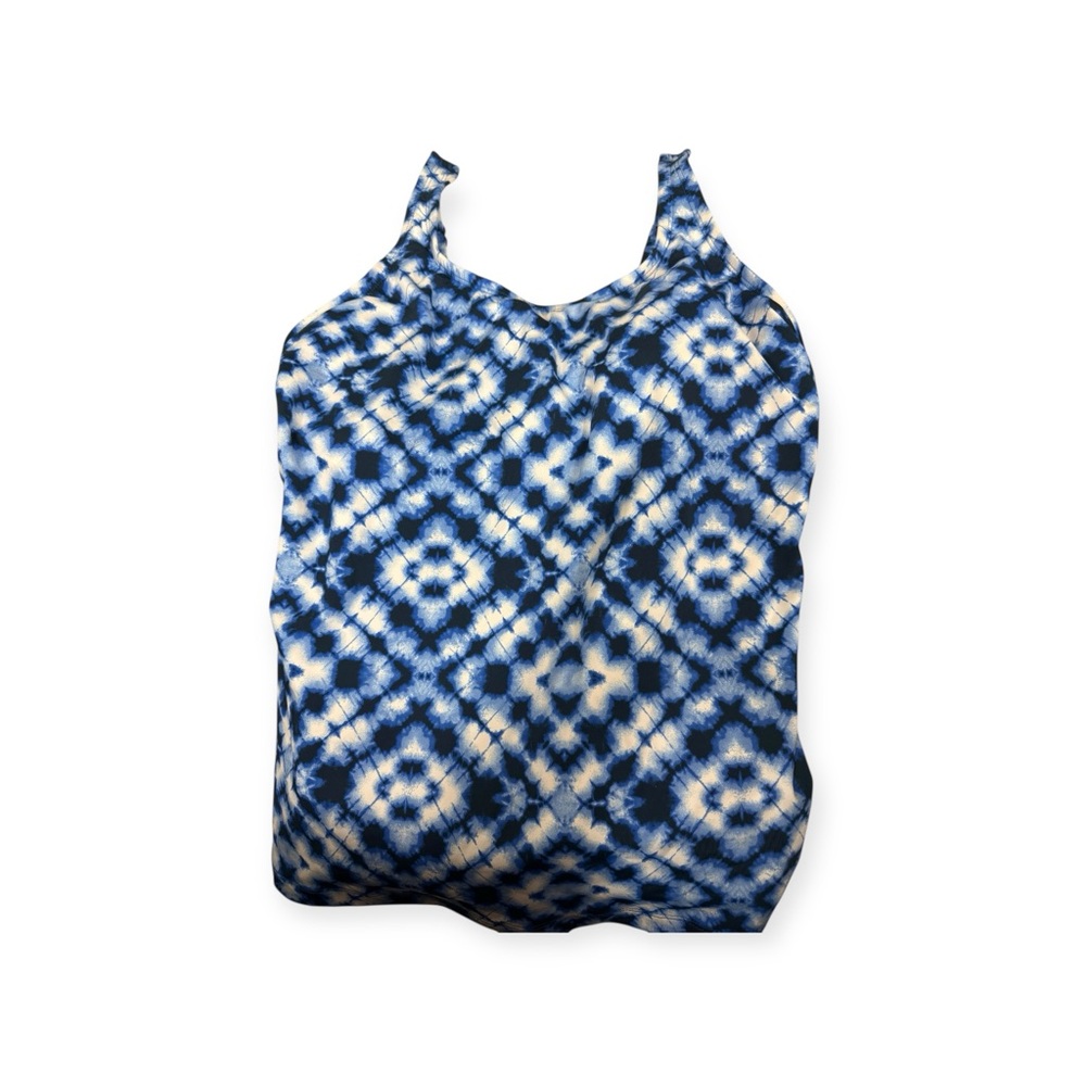 NWT Duluth Trading Company Blue and White tankini swimsuit top size 4